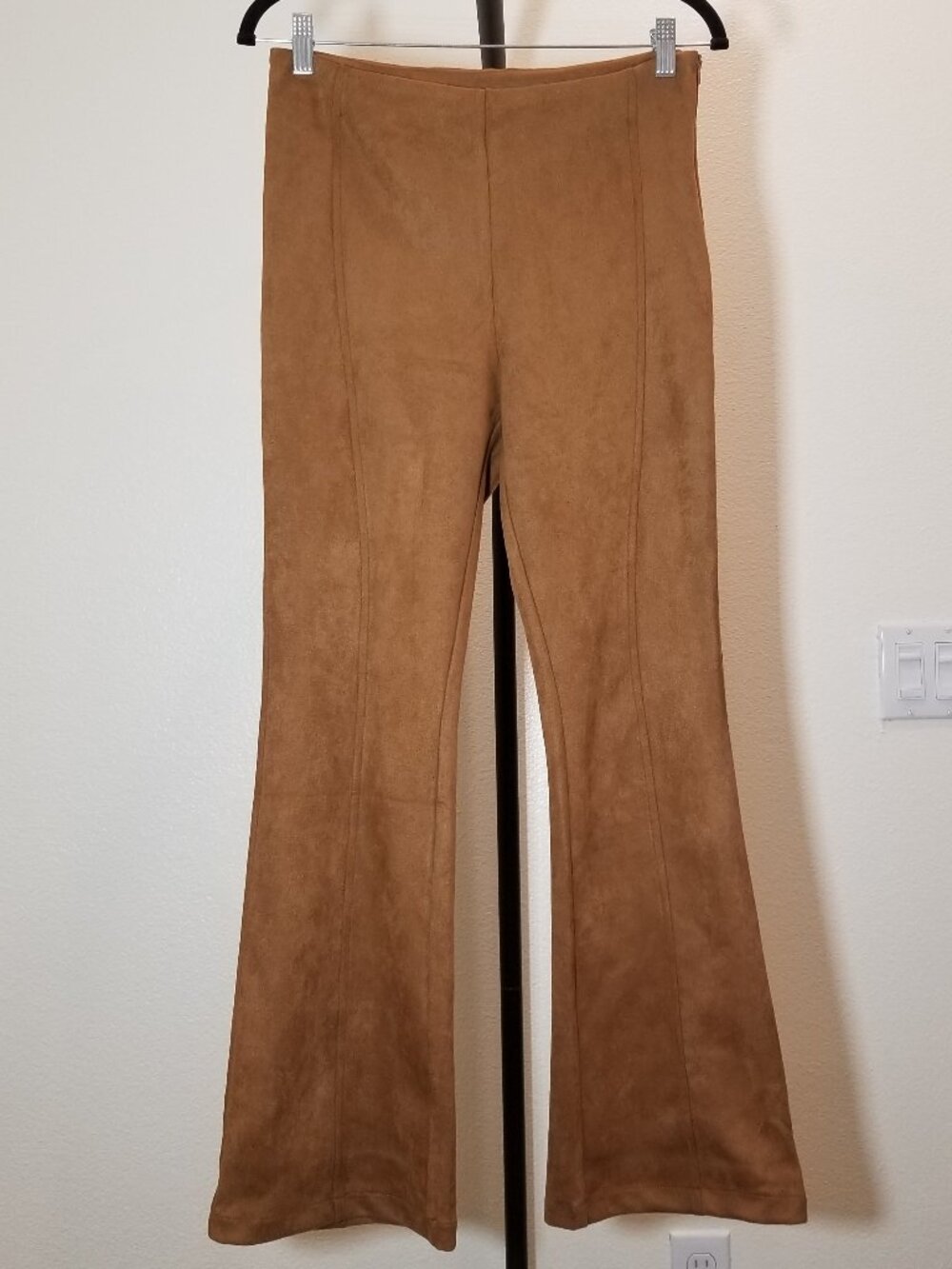 Camellia Womens Medium Brown Faux Suede Flared Leg Retro Hippie Peasant City NWT